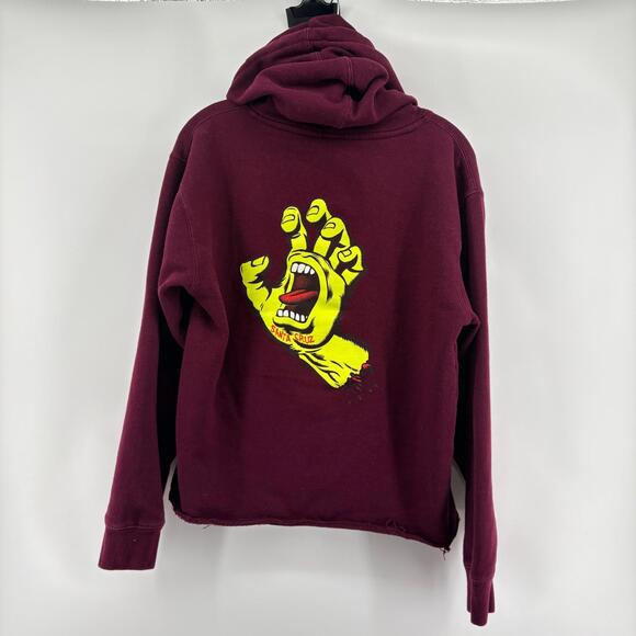 The Original Santa Cruz Skateboards Hoodie Screaming Hand Maroon Raw Edge Small - Picture 3 of 10